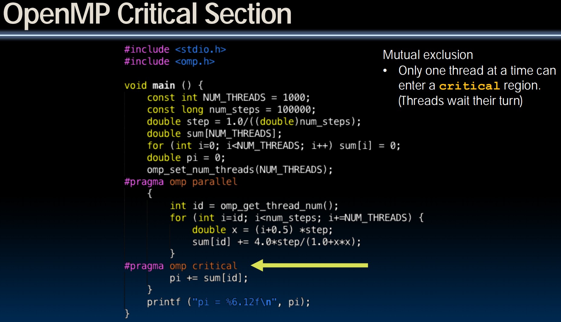 OpenMP Critical Section